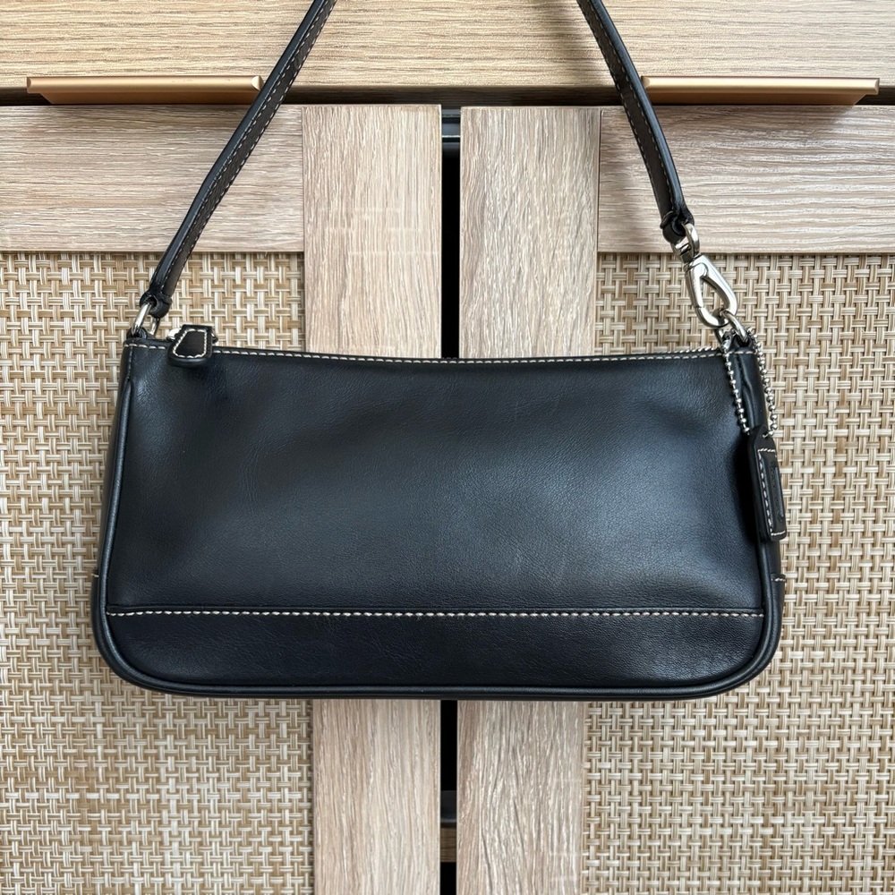 COACH Vintage Hampton Demi Black Leather Mini Shoulder Bag Purse Clutch Y2K 7785